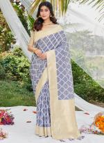 Cotton Violet Wedding Wear Weaving Saree